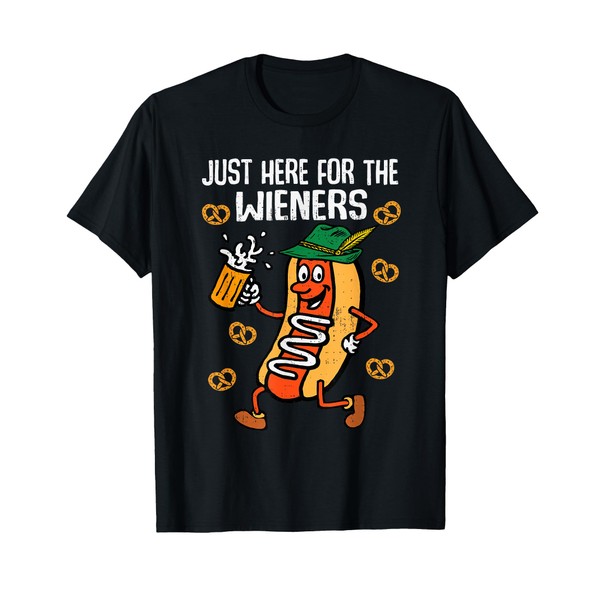 Just Here for The Wieners Hotdog Funny Oktoberfest Party T-Shirt