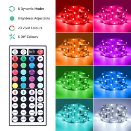Lighting EVER LED Strip Lights, 32.8ft RGB LED Strip Lights with 44 Keys IR Remote and 12V Power Supply, Flexible Color Changing 5050 300 LEDs Light Strips Kit for Bedroom, Home, Kitchen (2X16.4FT)