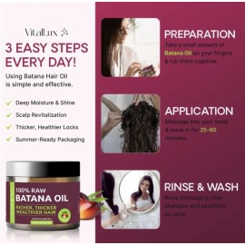 vitalux Raw Batana Oil for Hair Growth, 100% Natural Pure Dr. Sebi Organic Batana 4.23oz