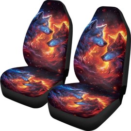 Showudesigns Wolf Car Seat Covers Front Seat Covers Universal Bucket Seat Cover Fits Cars Van Accessories 3D Animals Abstract Designs