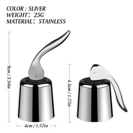 LIGTMAR 2Pcs of Wine Bottle Stoppers for 17mm-20mm Inner Diameter Wine Bottles, The Stainless Steel Plug with Silicone, Expanding Beverage Bottle Stopper, Reusable Wine Saver