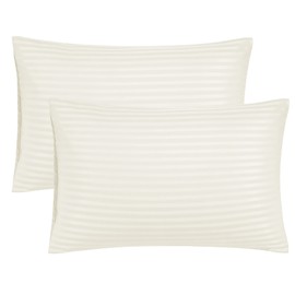PiccoCasa Pillowcases 2 Pack Striped Soft & Breathable Microfiber Pillowcase Khaki with Envelope Closure 50 x 65cm Pillow Covers for Home and Hotel