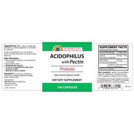 GeriCare Acidophilus with Pectin Probiotic Capsules, Optimizes Intestinal Flora, Digestive Gut Function, Boosts Immune Defenses, and Strengthens Bones, 100 Count (Pack of 1)