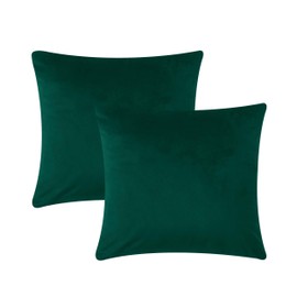 AMEHA Decorative Cushion Covers 45 x 45 cm 2 Pack Green Velvet Square Throw Pillow Cases for Sofa Bed Couch Living Room with Invisible Zipper (18x18 Inch)
