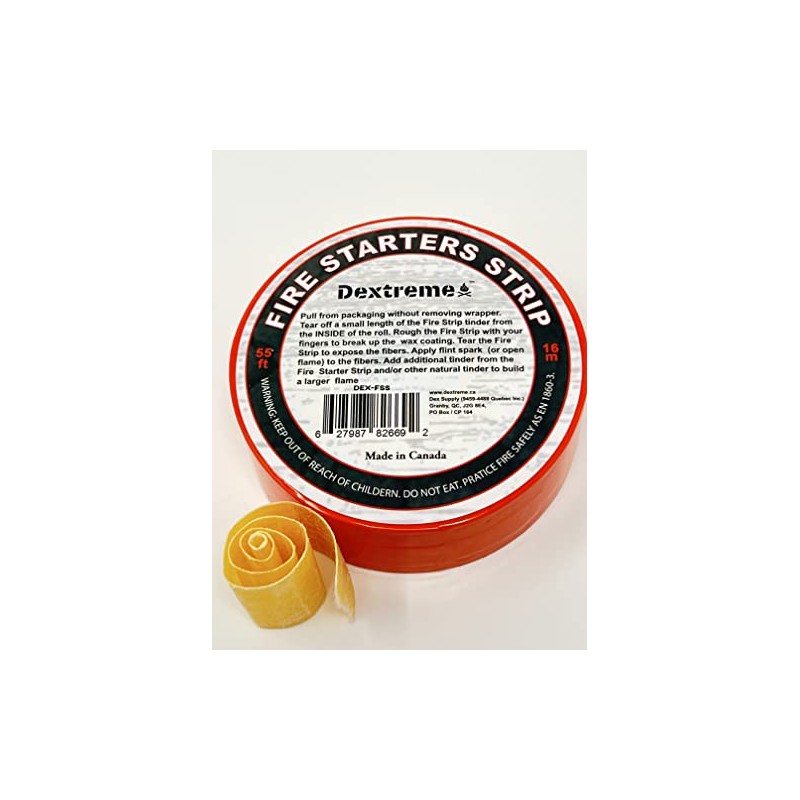 Dextreme Fire Strip Roll 55-feet Weatherproof Waxed Fire Starter Tinder