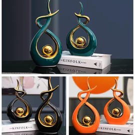 ELEGANTZ Abstract Art Ceramic Statues – Modern Shelf Decorations – Centerpiece Luxury Table Decorations for Living Room, Coffee Table, Office – Elegant Home Decorations - Ornaments for Home Decor