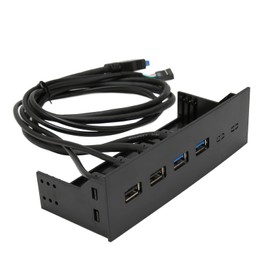 USB 3.0 Front Panel, 5.25in 4 Ports 5Gbps High Speed Front Panel Hub Safe 19pin USB Front Panel Hub for PC
