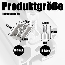 QZKJQDD Pack of 18 T-Slot Nuts M8, M8 Stainless Steel, with M8 Screws, Used for Extruded Groove Guide Rails Made of Aluminium Profile of Series 30 and 40