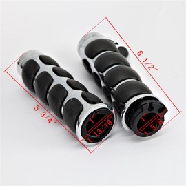 INNOGLOW Motorcycle Hand Grips 1" Universal Non-Slip Handgrips Handlebar Grips with Throttle Assist Chrome Black Aluminum Rubber for Harley Kawasiki Suzuki Cruisers