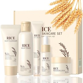 Kit facial de arroz 5 en 1 para mujer – Limpieza, hidratación y luminosidad