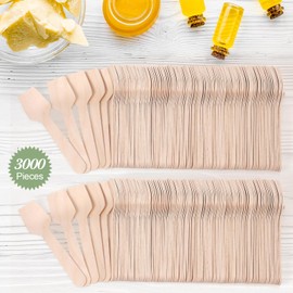 Teenyyou 3000 Pcs Mini Wooden Spoons 3.74 Inches Disposable Tasting Sampling Spoons Natural Wooden Ice Cream Scoop Small Dessert Yogurt Spoons for Home Party Supplies