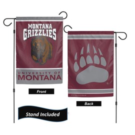 Montana Grizzlies Garden Flag Set With Stand, Printed in the USA, 12.5" x 18" College Flag With Three Piece Steel Yard Flag Stand Holder