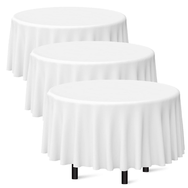3pk White Round Table Cloth Disposable | 140cm Party Round