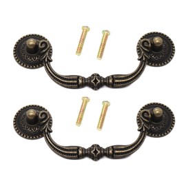 binifiMux 4-Pack 3.75 Inch Antique Vintage Drawer Pulls Handles,Also for Cupboard Cabinet Gate 2 Holes, Texture on Handles