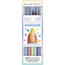 Salon Perfect Nail Art 5-Piece Brush Set, Easy-to-use Manicure Pedicure Tools, 1-pack