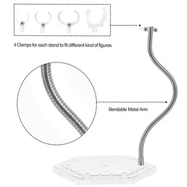 XyviLokit 4PCS Transparent Action Figure Stand, Compatible with HG RG SD SHF Gundam 1/144, Action Figure Display Stand Holder Base,Stop Motion Stand with Screwdriver.
