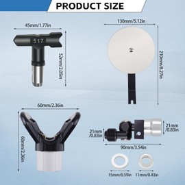 Airless Spray Gun Guide Tool Spray Paint Edger Guide with 2 Pcs Paint Baffles 2 Pcs 517 Airless Tips Sprayer Accessories for Airless Paint Sprayer