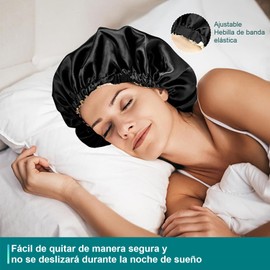 HAKUKU Gorros Rizadores de Raso 3 Piezas, Gorro de Dormir de Satén Hebillas de Ajuste Elásticas, para Cabello Rizado,Liso,Largo y Corto,Transpirable