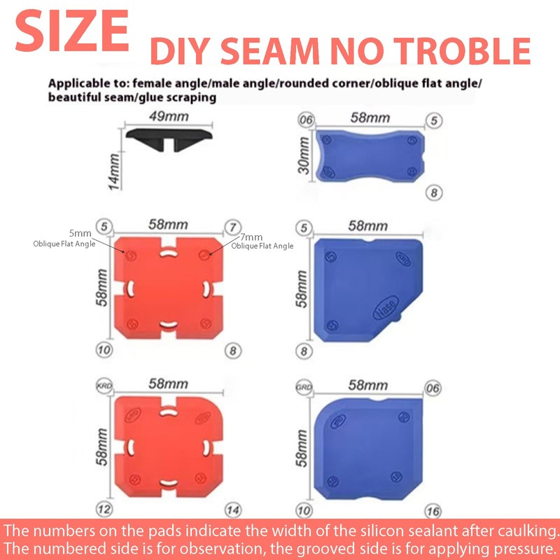 Yoki Peony Professional Silicone Caulking Tool Kit, Reusable Silicone Profiling