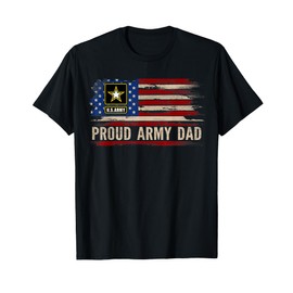 Vintage Proud Army Dad American Flag Veteran Gift T-Shirt for Women Kids Men