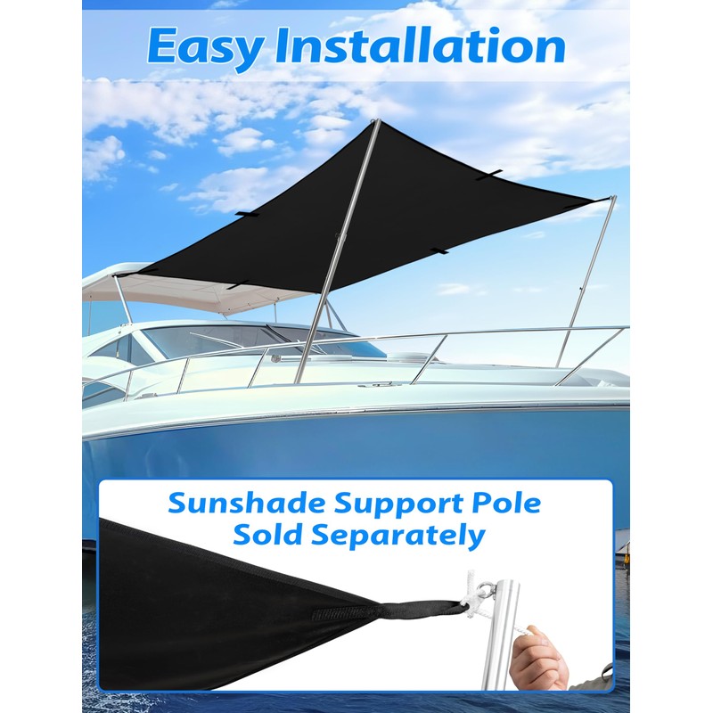 BLUEWING Sunshade for Fishing Boats Shade Canopy Waterproof Durable 1200D