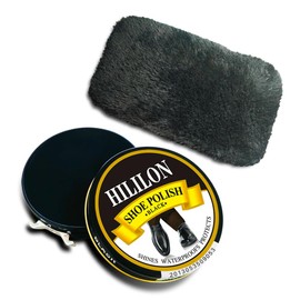HILILON Black Shoe Polish 1.75oz 50ml Premium Leather Boot Polish, High-Gloss Finish, UV Protection, Includes Soft Wool Cloth for Effortless Shoe Care
