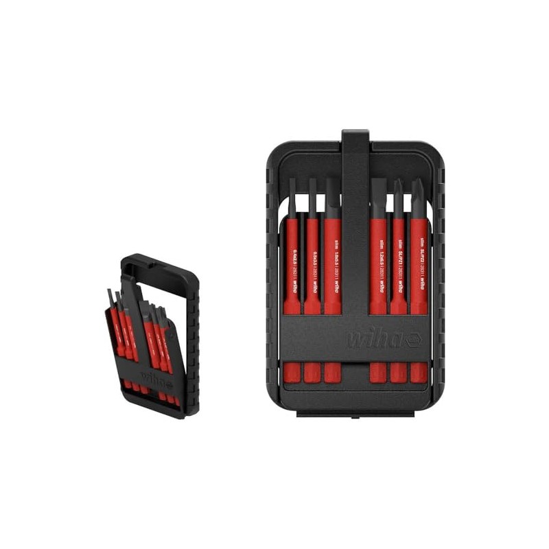 Wiha 43158 electricSchlitz, PlusMinus/Pozidriv 6-Piece SlimBit Box Bit Set Red