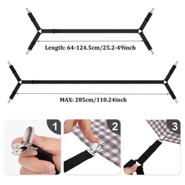 hzbaiyi 2 Pcs Bed Sheet Clips Triangle Adjustable Bed Sheet Straps Elastic Sheet Straps Suspenders Clips Mattress Cover Clips for Bedding Mattress Covers Bed Sheets Sofa Cushion (Black)