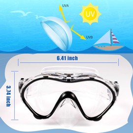Yizerel Kids Swim Mask, Swimming Goggles with Nose Cover, Snorkel Gear Scuba Diving Snorkeling, Anti-Fog UV Protection Lens Waterproof Socket 180° View Angle Face Mask for Youth Children Junior Teens
