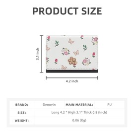 Denovin Small Wallets Woman, Cute Tri-fold Flower Wallet for Women, Floral Wallets Credit Card Coin Holder Purse with ID Window for Key Cash Change, Black, Classic