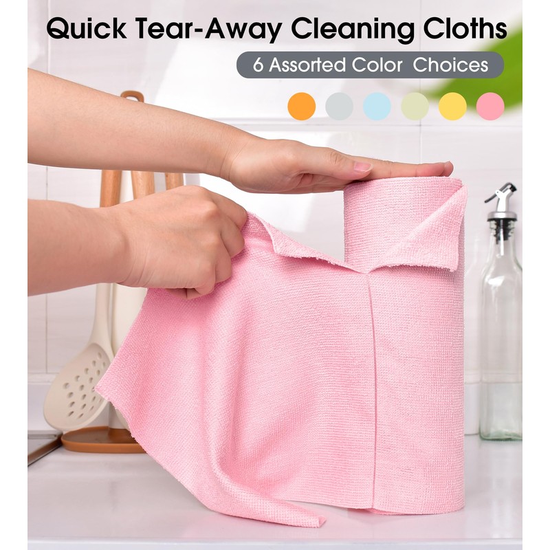 KitchLife Microfiber Cleaning Cloth Roll - Tear-Away Reusable Microfiber Paper
