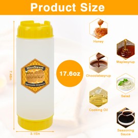 HiveSweet Honey Dispenser 17 oz/500 ml honey dispenser no drip for Home Kitchen Double-head extrusion Syrup dispenser