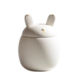 Miss-u-Alr White Porcelain Bunny Pet Urn – Ceramic Rabbit Cremation Urn for Ashes, Small Memorial Sized 2.9''x4.1'', Strong Sealing Well Design, Decorative Display Urn for Doggo, Kitty or Fur Baby
