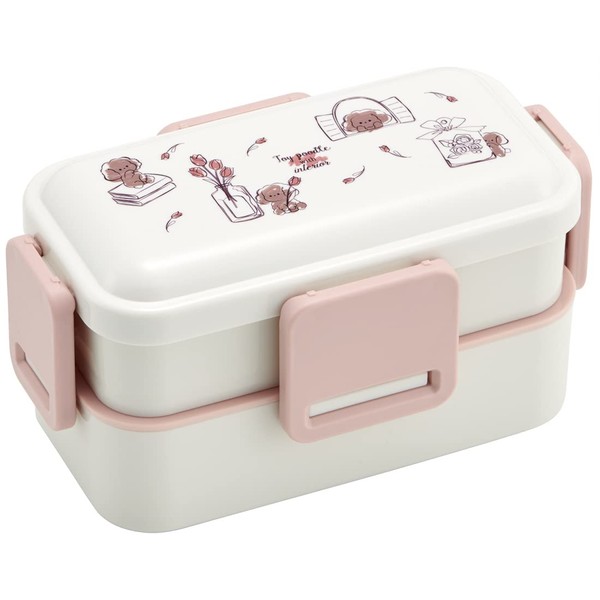 Skater PFLW4AG-A Lunch Box, Toy Poodle, Intelli, 20.3 fl oz (600 ml), Antibacterial, Fluffy, Domed Lid, 2-Tier, For Women, Made in Japan