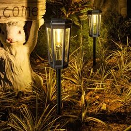 MAGGIFT Solar Lights for Outdoors, 2 Pieces Garden Solar Lights Outdoor with Longer Working Time, Waterproof Solar Garden Lamp, Extremely Bright Outdoor Solar Lamp for Patio Garden Decoration, Warm