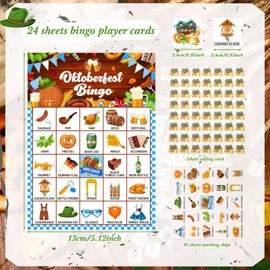 Shappy 35 Pcs Oktoberfest Bingo Games 24 Players Beer Festival Bingo Cards German Party Favors for Boys Girls Adults Family Classroom Activities Oktoberfest Birthday Party Supplies