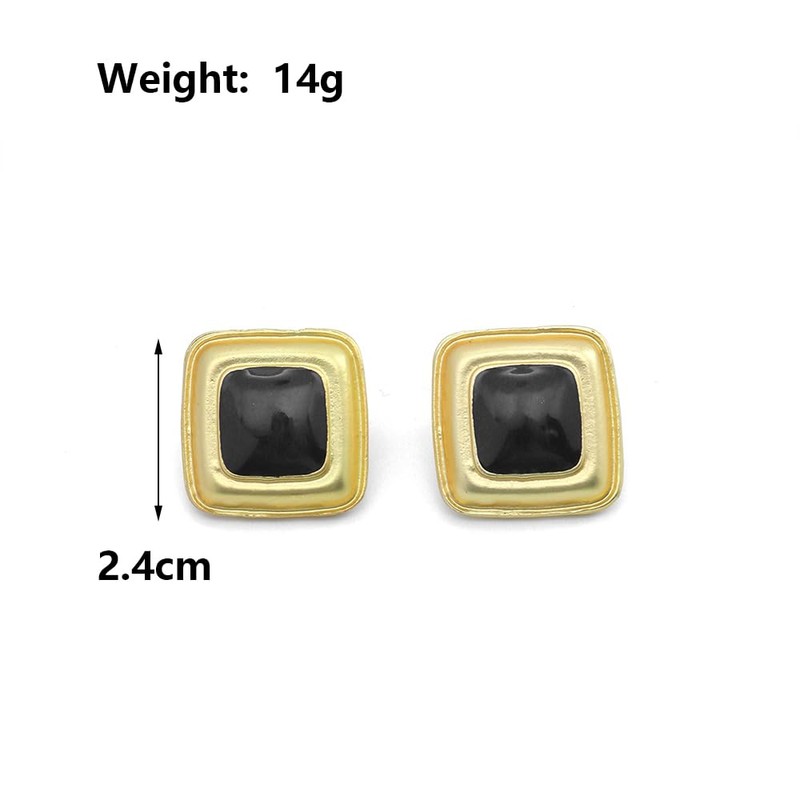Chunky Black Gold Earrings for Women,Vintage Large Oval Square Statement