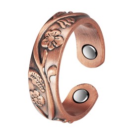 EnerCoppeX Copper Rings for Women, Magnetic Ring for Fingers, Flower Copper Magnetic Ring, Vintage Copper Magnetic Rings for Men