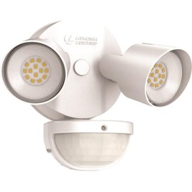 Lithonia Lighting HomeGuard 2-Light LED Outdoor Flood Lights, Motion Sensor Outdoor Lights with Dusk to Dawn, 4000K Cool White, Round Heads, Dark White (HGX LED 2RH 40K 120 MO WH M2)
