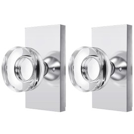 Newlaking Glass Dummy Door Knob Interior,Bifold and Closet Polished Chrome Crystal Dummy Door Knobs Door Handles,2 Pack