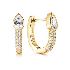 Moissanite Snake Chunky 15mm Huggie U Hoop Earrings for Women Gold Plated 925 Silver Imitation Sparkle Thick Earrings