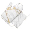Oven Mitts and Pot Holders White Gold Marble Abstract Silicone