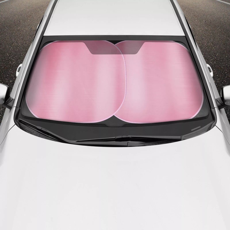 BDK 2PC Metallic Pink Premium Reflective Polyester Pop Up Car