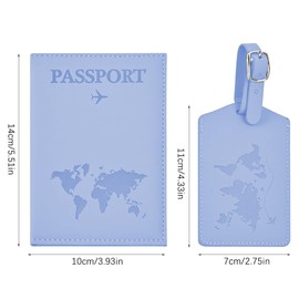 Greyoe Passport Holder, Passport Organiser, Passport Cover, PU Leather Passport Cover + Suitcase Tag, for Men and Women, Holiday Accessories, Travel Essentials (Purple), ice blue, Fashion