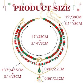 Handcess Christmas Necklace Gold Snowman Layered Necklaces Christmas Tree Choker Necklaces Xmas Necklace Chain for Women, Free Size, Plastic, No Gemstone, Plastic, No Gemstone