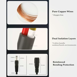 10ft DC Power Extension Cord 2Pack - Pure Copper with Waterproof Self-fusing Tape - 5.5mm x2.1mm Male/Female Barrel Connectors for CCTV Cameras, LED Strips, Solar Panels - UL Tested