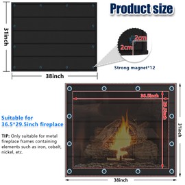 Magnetic Fireplace Blanket for Heat Loss Indoor Fireplace Covers Keep Drafts Out Fireplace Draft Stopper with Built-in 12 Strong Magnet for Iron Fire Place Frame Fireplaces Screen 38x31