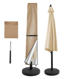 Neween Patio Umbrella Parasol Cover - 210D Waterproof Outdoor Market Umbrella Cover - Fits Market Umbrella 6-9 Feet,Khaki