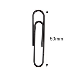 FUDAO FAMILY Pack of 100 Large Black Plastic-Coated 50 mm Paper Clips, Office Supplies for Document Organisation