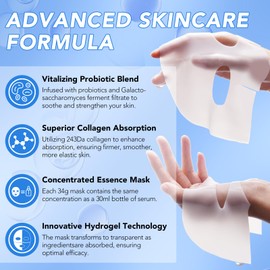 GOGIFTGO GOGIFTGO Collagen Face Mask,Collagen Real Deep Mask,Collagen Mask,Deep Hydrating Anti Wrinkle Lifting Mask,Hydrogel Masks for All Skin Types 34g*4ea (4ea)